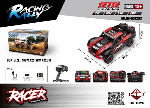 R/C Terrain car RACE 18 1:12 Black and Red