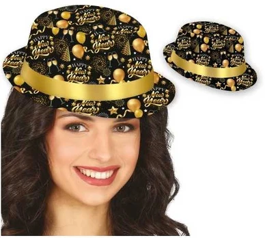 Fiesta Happy New Year hat, sort og guld