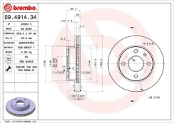 Stabdžių diskas BREMBO 09.4914.34 kaina