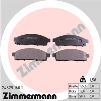 Stabdžių trinkelių rinkinys, diskinis stabdys ZIMMERMANN 24529.160.1