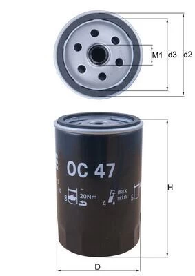 Alyvos filtras MAHLE OC47