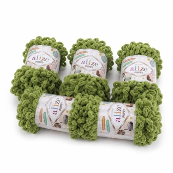 Alize Puffy mikropoliesterio siūlai, žali, 5vnt., spalvos kodas: 485