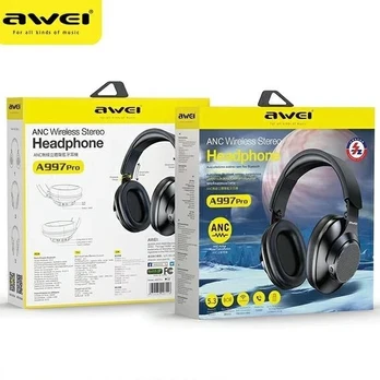 AWEI A997 Pro ANC „Bluetooth“ ausinės, juodos spalvos