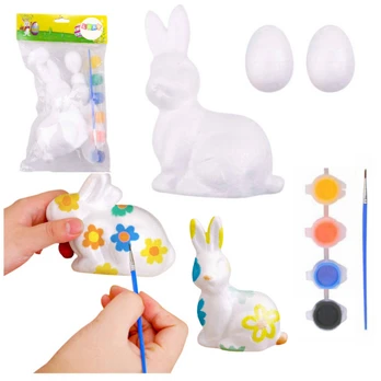 Lean Toys Bunny Styrofoam Decorations Painting Kit 2 Eggs Paints