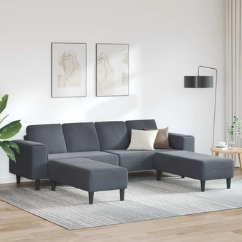 Sofos komplektas 3 pcs Tamsiai pilka Aksomas