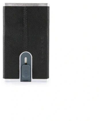 Piquadro, Juodas Square, Leather Card Holder, Square Sliding System, PP4825B3R, Juodas, For Men