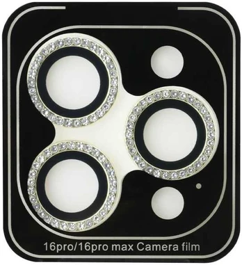 Guess Fixed Glliter apsauginis objektyvas, skirtas iPhone 16 Pro/16 Pro Max Gold