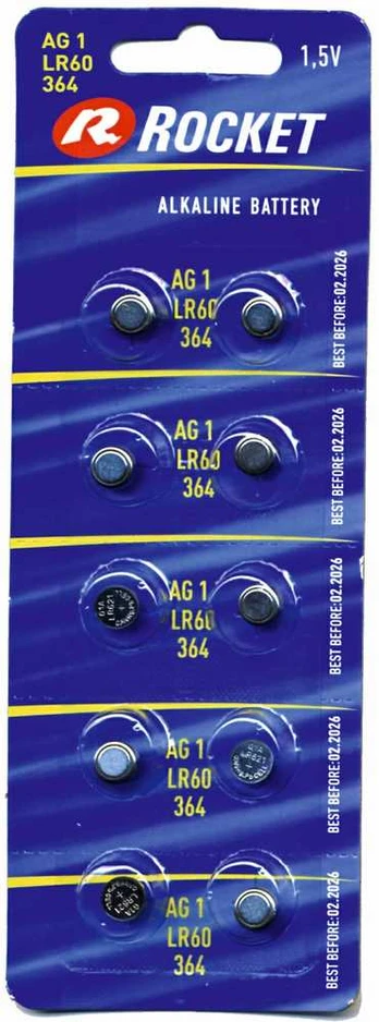 Rocket Alkaline LR60 AG1 164 elementas, 10 vnt.
