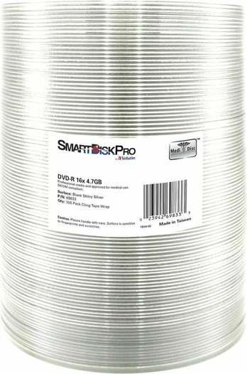DVD-R SmartDisk Pro 4,7 GB 16x Blank Shiny Sidabrinis, Unprinted 100-spindl