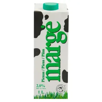 Pienas MARGĖ 2% riebumo, 1 l