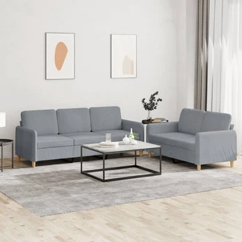 Sofa Sofos komplektas su pagalvėlėmis, 2 dalių, pilkas, audinys