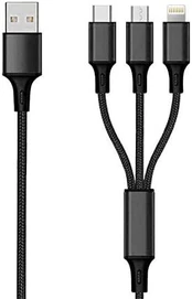 Kabelis USB 2GO USB-A - USB-C + microUSB + Lightning 1.5 m Juodas (797153)