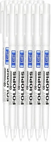 10x Baltas Cd/dvd markeris Kamet K-100, 0.8-1.2mm
