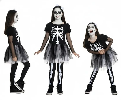 Kostiumas mergaitei "skeletas", 130/140 cm
