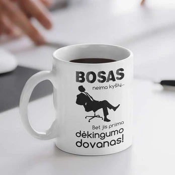 Puodelis "Bosas neima kyšių"