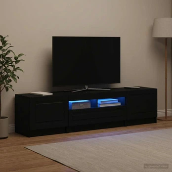 5 dalių LED televizoriaus stovas Juoda Apdirbta mediena