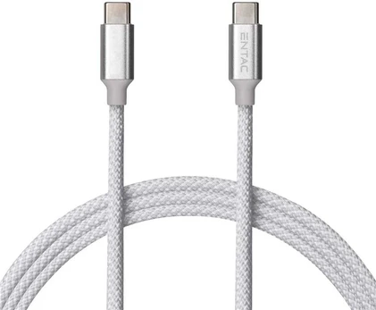 Entac kabelis USB-C - USB-C 1.5m 3A 60W nailonas sidabrinis