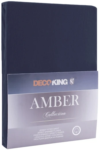 Jersey paklodė su guma Decoking AMBER Navy, 140x200 cm