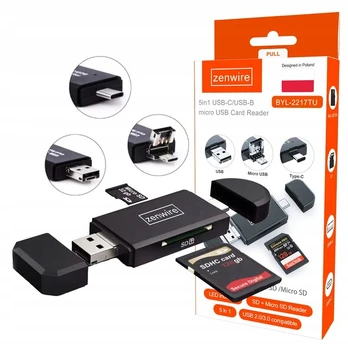Skaitytuvas Zenwire Skaitytuvas Kart SD 5w1 Pendrive Micro USB USB-C OTG