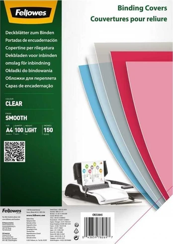 Fellowes Lygūs įrišimo viršeliai A4/150µm skaidrūs (100)