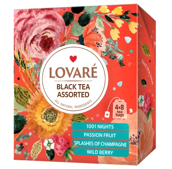 LOVARE Assorted black tea 4×8 vokeliai 32vnt
