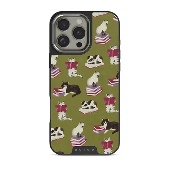 Curious Cat - iPhone 16 Pro Case, Elite Dark (MagSafe) / Silver