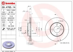 BREMBO 09.4765.14 Brake Disc kaina