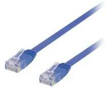 Deltaco U/UTP Cat6 patch cable, flat, 0.3m, 250MHz, mėlynas