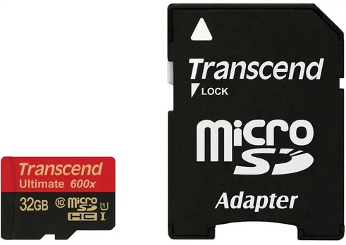 "CARD microSD Card 32GB Transcend SDHC UHS1 600x w/Adap."