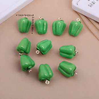 Pakabukas, paprikos forma, 10PCS Green 3D Simulation Pepper Pendant