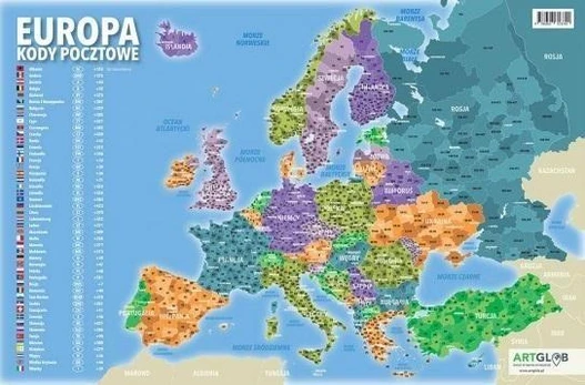„Artglob“ rašomasis stalas – Europos pašto kodai