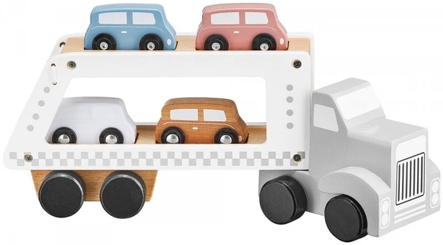 Sunkvežimis su 4 automobiliais