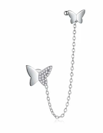 Moiss Double sidabrinis earrings with a butterfly E0004280