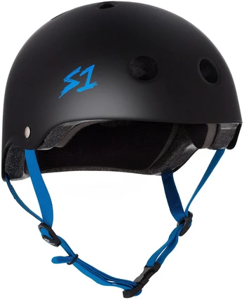 S1 LIFER HELMET - BLACK MATTE W/ CYAN STRAPS S