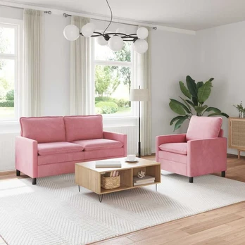 Sofa Sofos komplektas 2 pcs Rožinė Aksomas