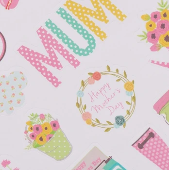 Skrebinimo lipdukai - „Mothers Day“ (24 vnt.)