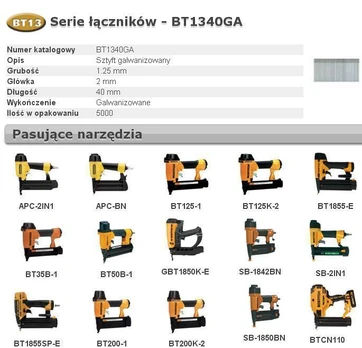 BOSTITCH SZTYFTY BT13 40mm 5000 vnt.