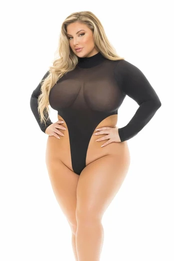 HIGH AF Open Back Teddy Black Plus Size - Soft Stretch Bodysuit