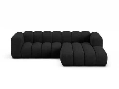 Boucle Modular Right Corner Sofa, "Lupine", 4 Seats, 260x177x70, Black
