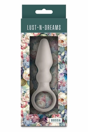 LUST-N-DREAMS BOSSA FOG Flexible Vibrating Plug with Finger Ring, Grey