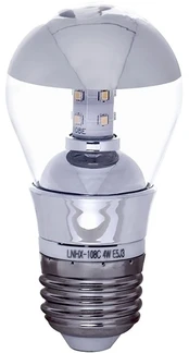 4W LED lemputė, E27, skaidri/veidrodinė, 3000K