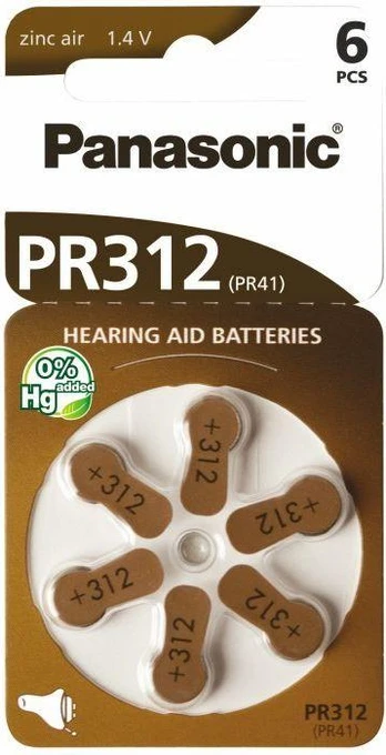 Panasonic Klausos aparatų baterija PR41 6 vnt.