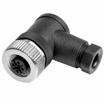 M12 lizdas 5pin, kampu, 4-6mm kabeliui, IP67