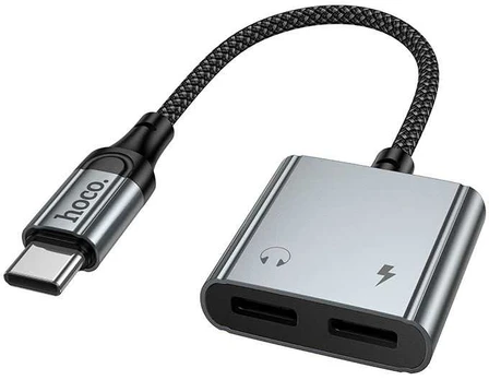 Adapteris AUX USB C to 2x USB C max 10W Hoco UPA34A UPA34A pilka