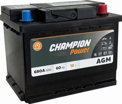 Akumuliatorius Champion Power, 12 V, 60 Ah, 680 A