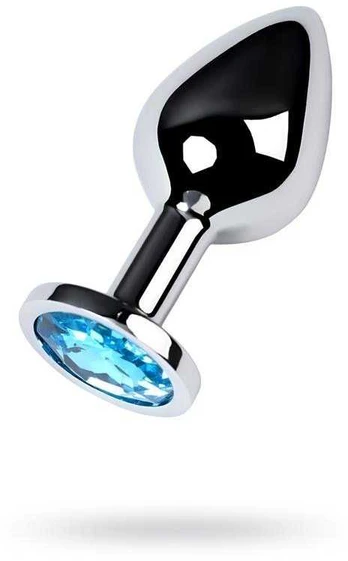 Toyfa Sidabrinis anal plug with gem, turquoise