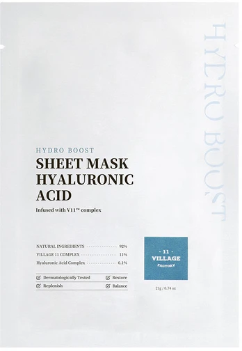 Village 11 HYDRO BOOST lakštinė kaukė hialurono rūgštis 23 gr