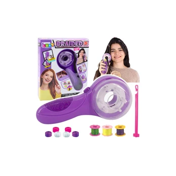 Lean Toys Hair Beauty Set Braiding Machine Threads Elastics Beads