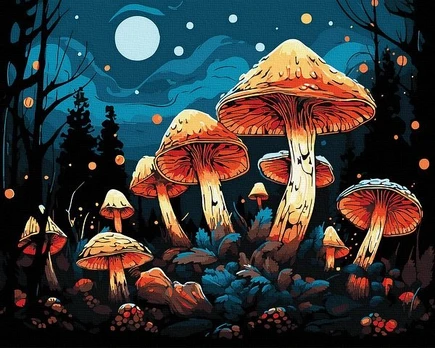 Tapyba Pagal Skaičius: „Mistiniai grybai“ 40x50 cm
