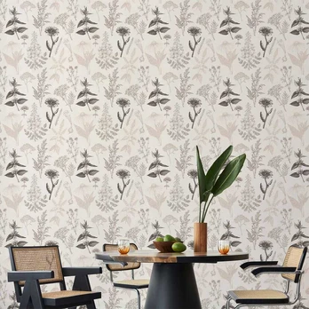 Artgeist Tapetas - Flowers and herbs in warm greys